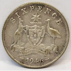 AUSTRALIA 1946 . SIXPENCE . TONED